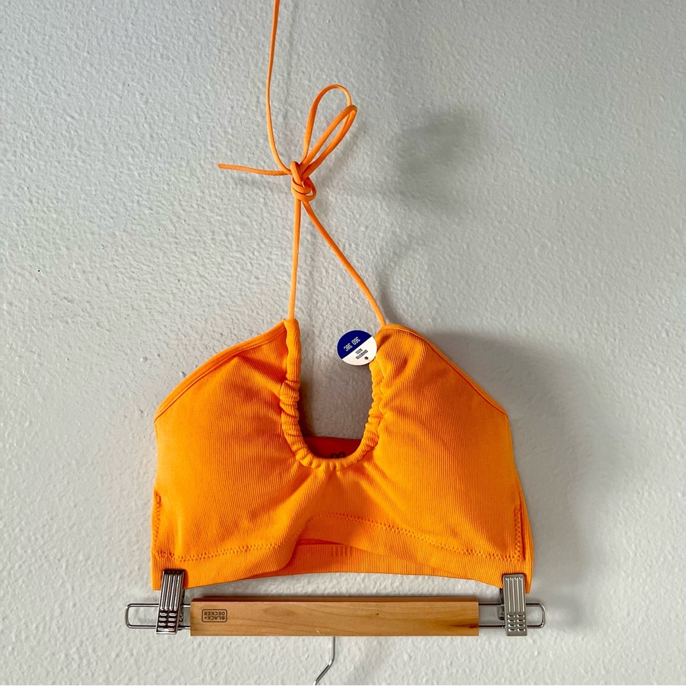 Bright Orange bralette cross cross halter